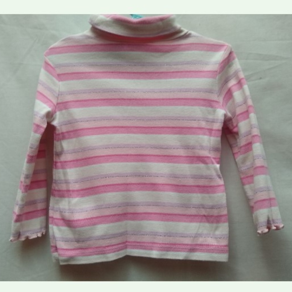 Worthington Striped T-neck Shirt Top Pink 2T
